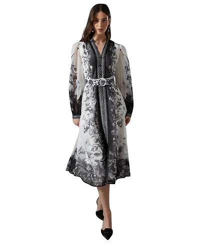 Coast Women's Printed Organza Shirt Dress