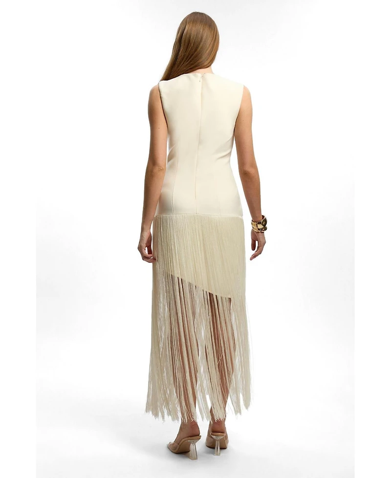 Karen Millen Women's Form Fit Bandage Tassel Hem Mini Dress