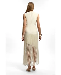 Karen Millen Women's Form Fit Bandage Tassel Hem Mini Dress