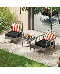 Costway 3 Piece Patio Pe Wicker Furniture Set with 5-Level Adjustable Backrest Bistro Set
