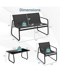 Costway Piece Patio Furniture Set Fabric Lawn Chairs and Loveseat with Coffee Table