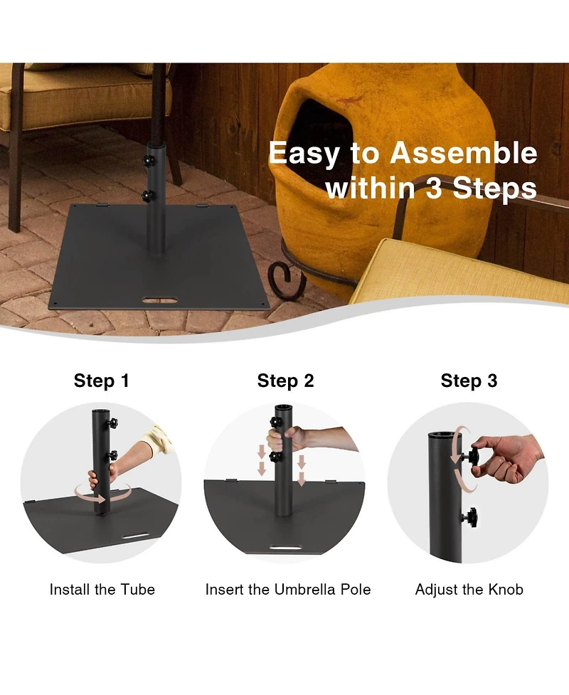 50LBS Patio Square Umbrella Base Stand Market Umbrellas Handle Wheels