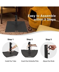 50LBS Patio Square Umbrella Base Stand Market Umbrellas Handle Wheels