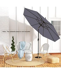Costway Outdoor Heavy Duty Market Umbrella with Tilt Mechanism Crank Handle 8 Sturdy Ribs