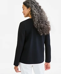 Style & Co Women's Luxlounge Fleece Split Crewneck Top, Macy's Exclusive