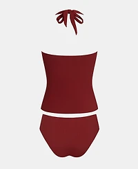 Cupshe Women's Tankini Set Ruched with Floral Accent