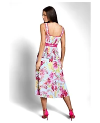 Coast Women's Pleated Floral Square Neck Midi Dress