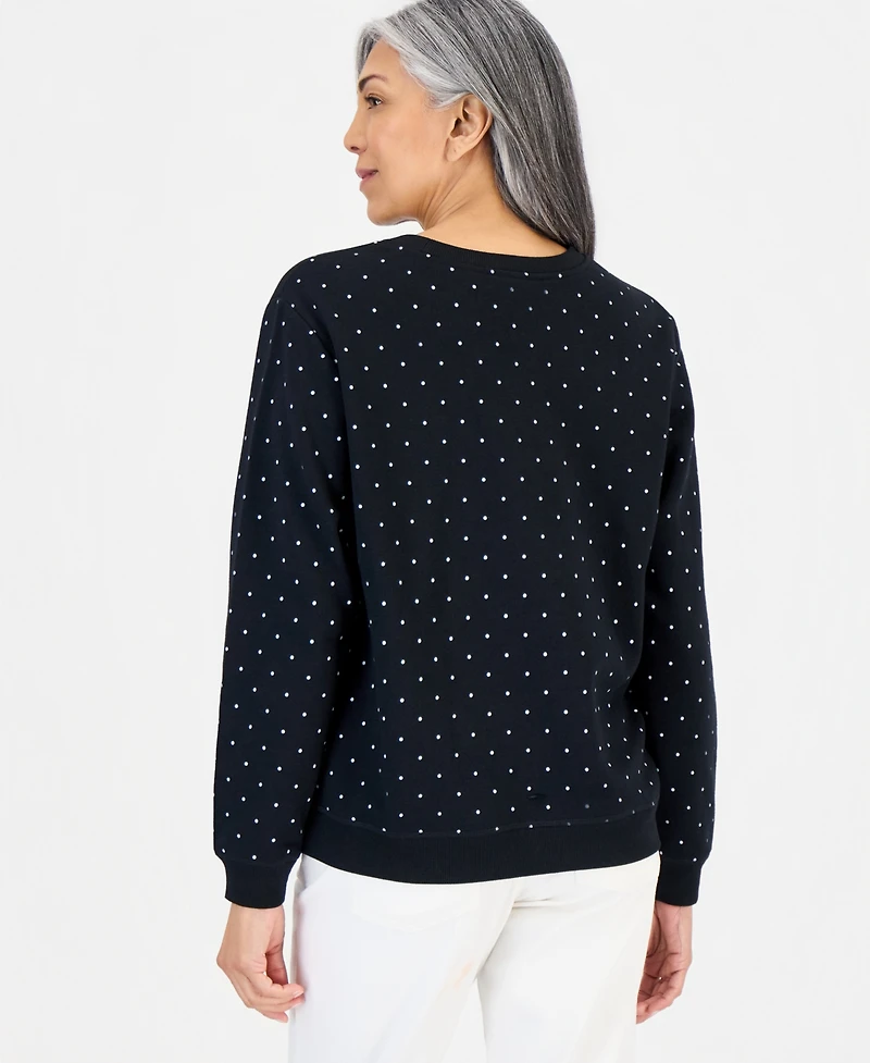 Style & Co Women's Micro Polka Dot Fleece Sweatshirt, Macy's Exclusive