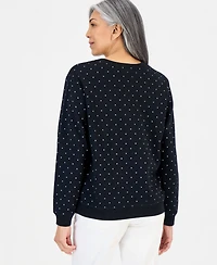 Style & Co Women's Micro Polka Dot Fleece Sweatshirt, Macy's Exclusive