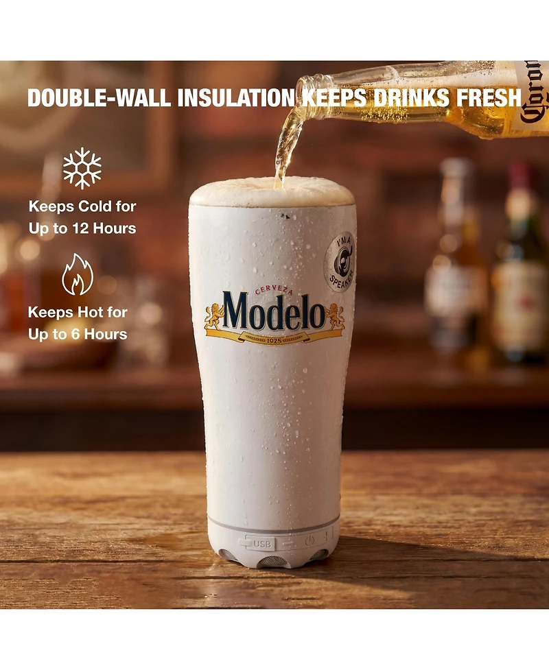 Modelo 16oz Stainless Steel Tumbler with Removeable Led Light Waterproof Bluetooth Speaker