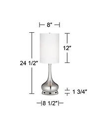 360 Lighting Modern Table Lamp with Usb and Ac Power Outlet Workstation Charging Base 24.5" High Brushed Nickel Droplet Living Room Desk Bedroom
