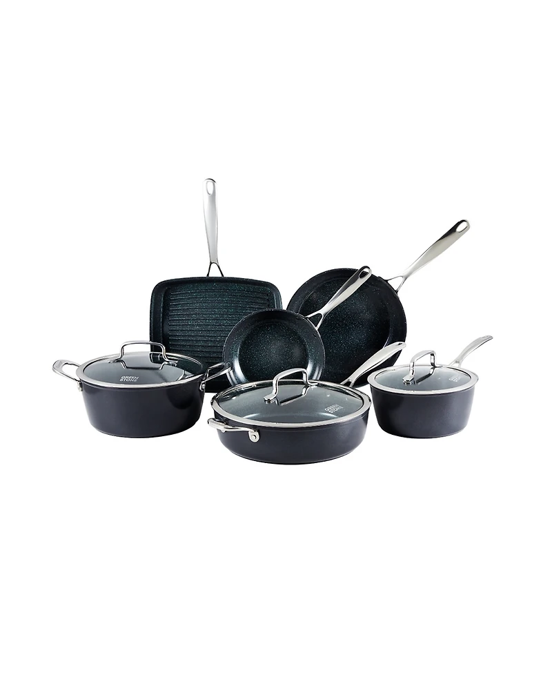 Cuisine::pro Green Stone Aluminum 9-Piece Cookware Set