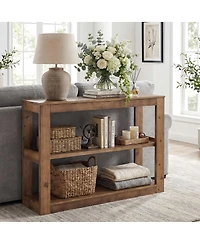 Tribesigns 41.33" Solid Wood Console Table with 3-Tier Open Shelves, Modern Farmhouse Rustic Entryway Sofa Table