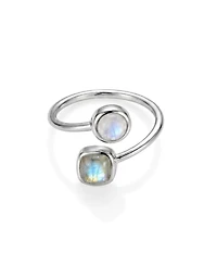 Adornia Fine Silver Plated Labradorite and Moonstone Wrap Ring