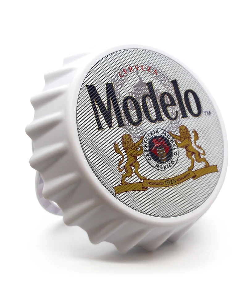 Modelo Bluetooth Bottle Cap Speaker with Led Lights, Fm Radio, Kickstand, and Wall Mount
