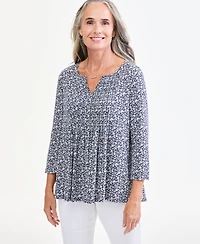 Style & Co Women's Pleated 3/4-Sleeve Knit Top, Macy's Exclusive