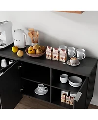 Logicfox Fluted File Cabinet Multifunctional Storage Sideboard with Adjustable Shelves