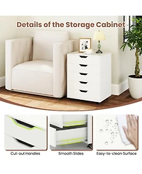 Gouun 5-Drawer Rolling File Cabinet with Lockable Wheels and Storage Top