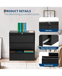 homfan 3 Drawer Lateral Filing Cabinet with Lock - Heavy Duty Metal File Organizer - Fits Letter/Legal/A4 Documents