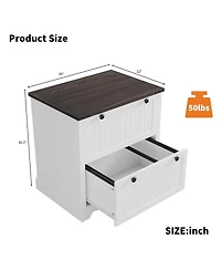 homfan 30inch Farmhouse File Cabinet 2-Drawer Filing Cabinet for Hanging File Folders, Rustic Storage Printer Stand for Office
