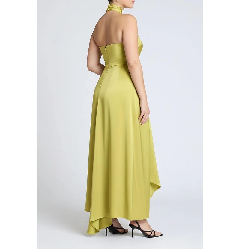 Eloquii Women's Plus Halter Neck Satin Maxi Dress