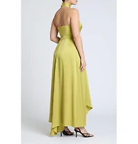 Eloquii Women's Plus Halter Neck Satin Maxi Dress
