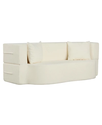 Slickblue 2-in-1 Floor Sofa Bed with Teddy Fleece Upholstery and 2 Cushions