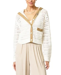 Central Park West Women's Avery Mixed Media Hooded Cardigan