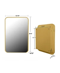 Phying 16 x 24 Inch Recessed Medicine Cabinet Metal Framed Wall Mirror Cabinet with Adjustable Shelves Multipurpose Wall Mounted Storage Mirror
