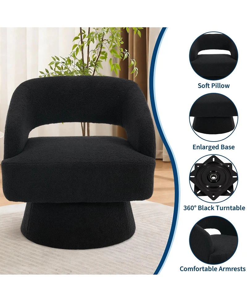 homfan Modern Swivel Barrel Chairs, Soft Round Lounge Hollowed Back, 360degree(s) Rotating Base for Living Room, Bedroom, Vanity, Reading Nook
