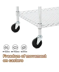 homfan Bar Cart, Heavy Duty Metal Utility Cart with Adjustable Shelves and Locking Wheels for Kitchen or Pantry
