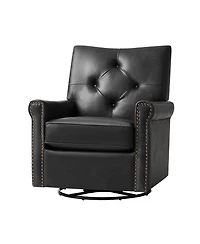 Hulala Home Stratton Transitional Genuine Leather Swivel Rocker Chair with Tufted Back