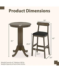 Slickblue 3 Piece Pub Table Set with 2 Stools and Round Wood Bar Table