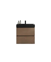 Sillysis Floating Bathroom Vanity with Double Storage Drawers, Soft Close Glides, Handle-Free Modern Design, Pre-assembled