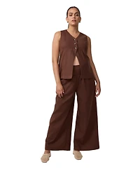 Ingrid + Isabel Women's Maternity Smocked Linen Wide Leg Pant