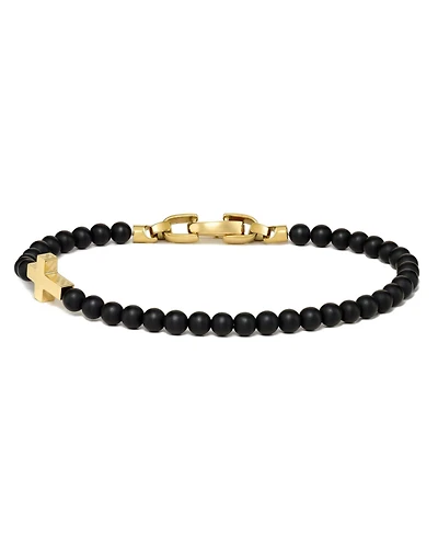 Vincero Stone Cross Bead Amulet 14K Gold