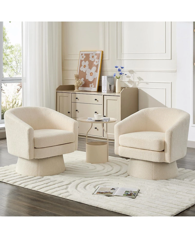 homfan 360degree(s) Swivel Lounge Chair with Arms - Soft Chenille Upholstery Cushion Modern Accent for Living Room or Bedroom