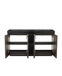 Sillysis 60 Inch Double Sink Bathroom Vanity with Quartz Top, Soft Close Fluted Doors, Adjustable Shelves, Ample Storage, Modern Design