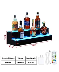 homfan Led Illuminated Acrylic Liquor Bottle Shelf, Remote and App Controlled Multi-power Display Rack for Home Bar Ktv Club