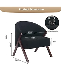 homfan Modern Comfort Accent Chair for Living Room, Upholstered Armchair with Wood Frame, Linen or Fleece Soft, Easy Assembly