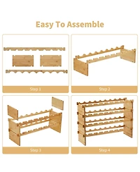 homfan 33"W Material Wine Rack with 4-Tier Shelves Holds 36 Bottles. Countertop Wine Storage for Kitchen Dining Room Bar