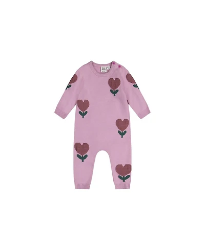 Deux par Baby Girl 3M To 24M Knitted Intarsia Romper Lilac