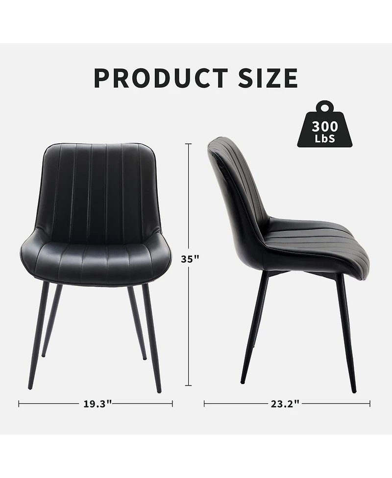 homfan Set of 2 Dining Chairs, Faux Leather Upholstered Chairs with Metal Legs for Room or Kitchen
