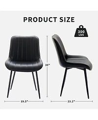 homfan Set of 2 Dining Chairs, Faux Leather Upholstered Chairs with Metal Legs for Room or Kitchen