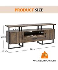 homfan Mid Century Modern Tv Stand for 75 Inch Tv, Entertainment Center, Storage and Drawer, Industrial Media Console for Living Room