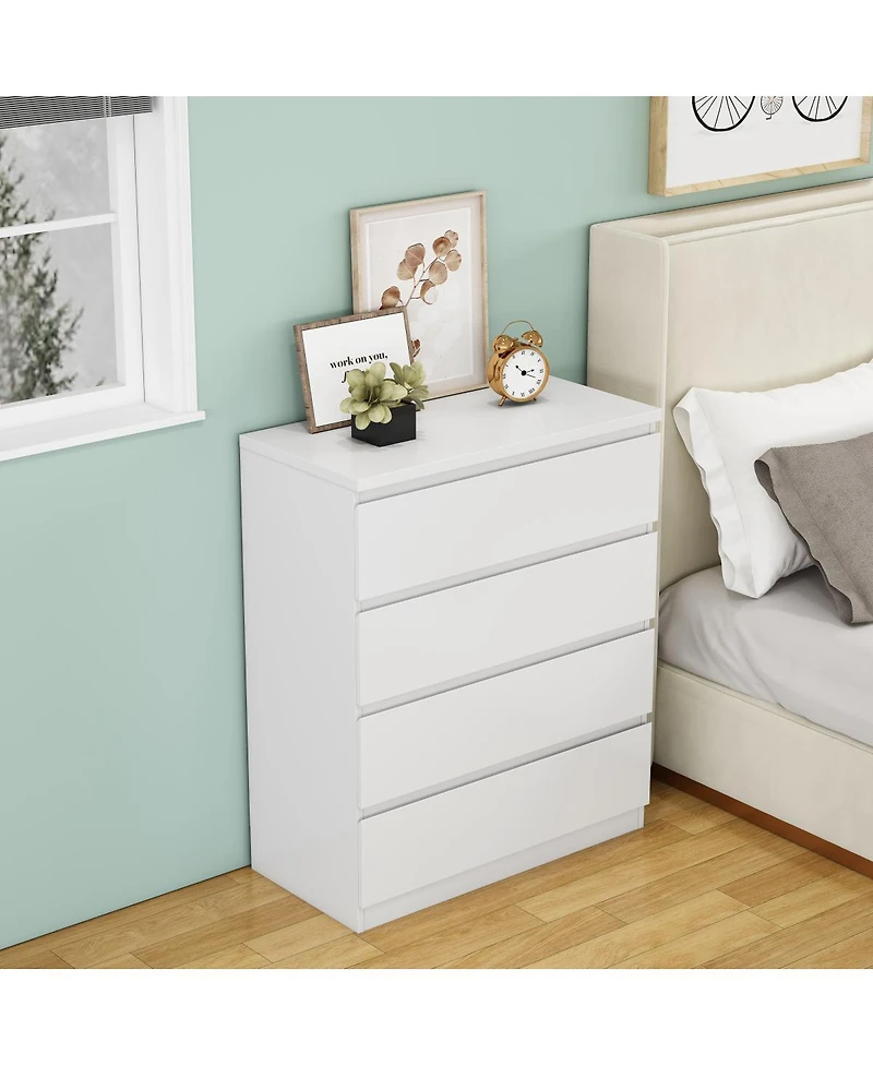 Streamdale Furniture Modern 4-Drawer Storage Dresser 31.5'' Handle-Free Closet Chest