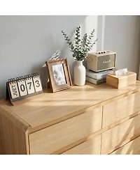 Streamdale Furniture Modern 6-Drawer Wood Dresser with Concealed Handles and Rounded Corners