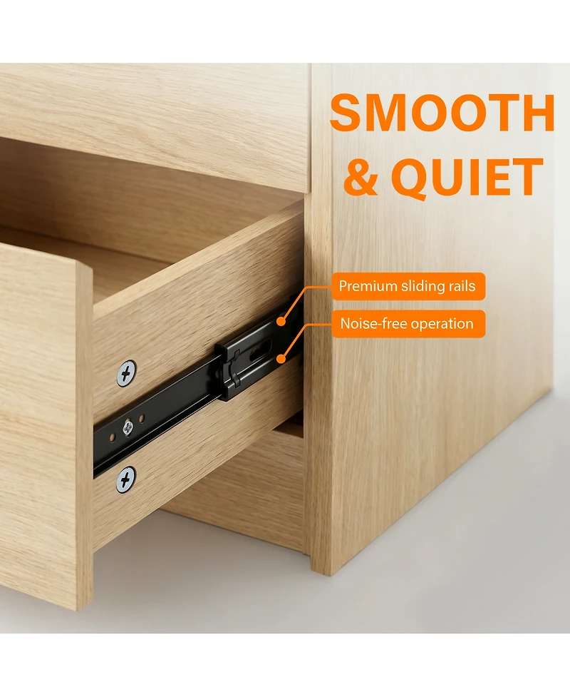 Streamdale Furniture Modern 6-Drawer Wood Dresser with Concealed Handles and Rounded Corners