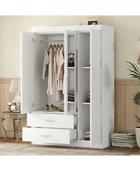 Streamdale Furniture 3-Door Wardrobe with Full-Length Mirror and Lockable Drawer