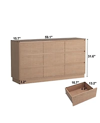 Streamdale Furniture 9-Drawer Mid-Century Modern Wood Dresser and Storage Cabinet